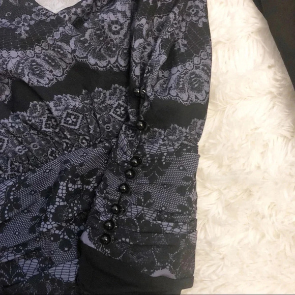 bebe | Purple & Black Lace Print Bodysuit - Picture 3 of 4